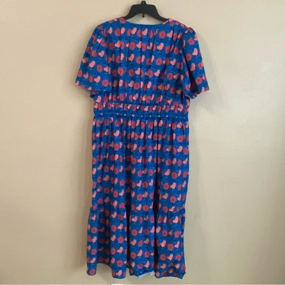 Tuckernuck Womens‎ New Size XXL Retro Floral Mitchell Midi Dress Blue and Red